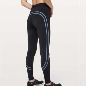Lululemon Run Crew Tight *28" Black / True Navy / Steam Blue size 4